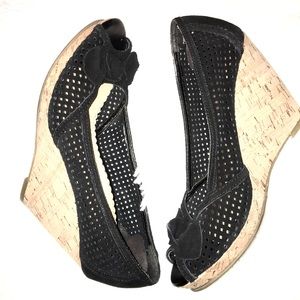 Black suede wedge shoes size 7.5